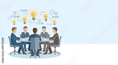 Business people sitting around table.