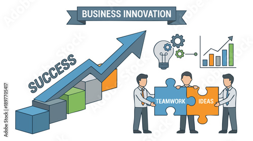 Business people working on puzzle pieces.