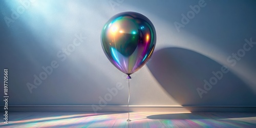 Wallpaper Mural A single iridescent balloon rests on a floor, bathed in soft light, casting a gentle shadow against a wall Torontodigital.ca