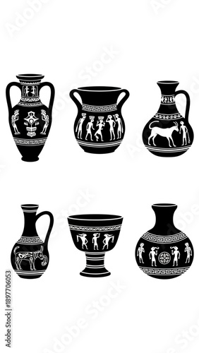 Ancient Greek Pottery Collection: Black Figure Vases and Amphorae