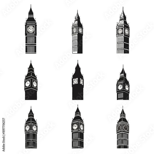 Big Ben Clock Tower Silhouettes Collection