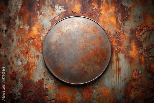 Wallpaper Mural Rustic Circular Metal Plate on Weathered Oxidized Surface Ideal for Vintage Designs and Retro-Themed Projects Torontodigital.ca