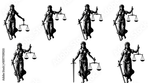 Justice Symbol Pattern: Lady Justice Scales Sword Blindfold