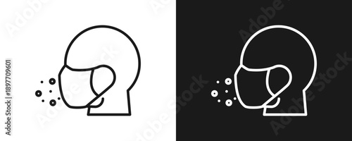 Face Mask Required Icon Set Outline In White And Black Background