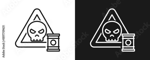 Hazardous Material Icon Set Outline In White And Black Background