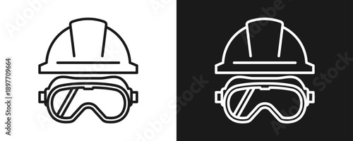 Safety Gear Icon Set Outline In White And Black Background