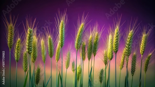 Wallpaper Mural Serene Sunset Illumination of Vibrant Green Grain Stalks Against a Rich Purple and Orange Sky Torontodigital.ca