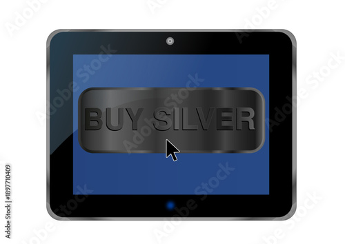Tablette avec bouton inscrit "Buy silver"