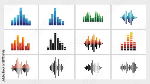Sound Waveforms and Audio Visualizers Collection: Diverse Colors and Styles