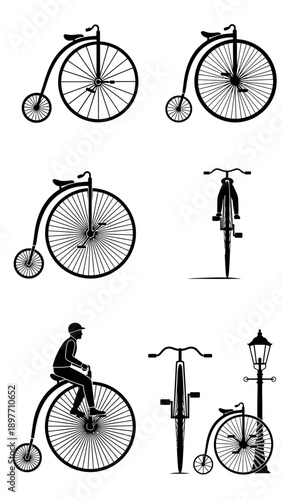 Vintage Bicycle Collection: Penny Farthing, Old Fashioned Cycles, Retro Transport