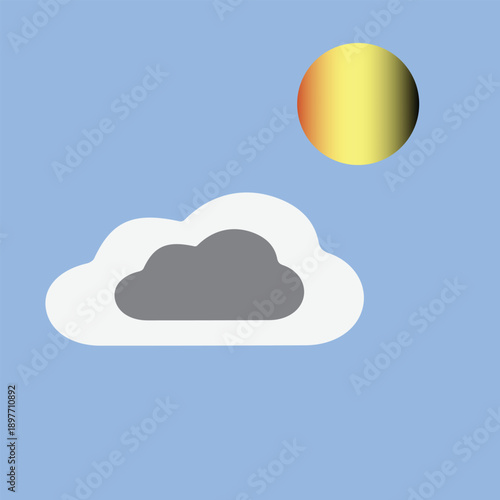 Abstract Sun and Cloud Weather Icon Illustration