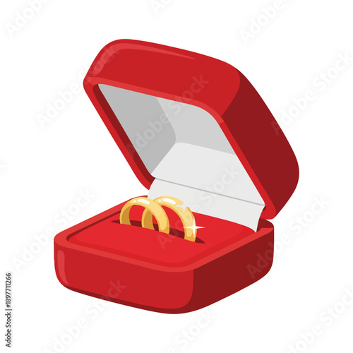 Wedding Rings in Red Box Icon Engagement Marriage Proposal