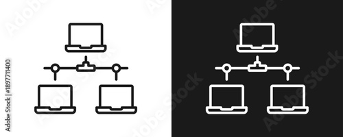 Network Icon Set Outline In White And Black Background
