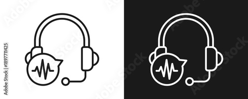 Remote Assistance Icon Set Outline In White And Black Background