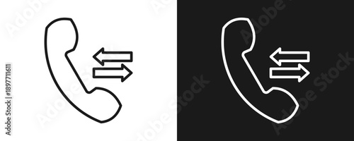 Phone Call Icon Set Outline In White And Black Background