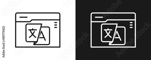 Translate Icon Set Outline In White And Black Background