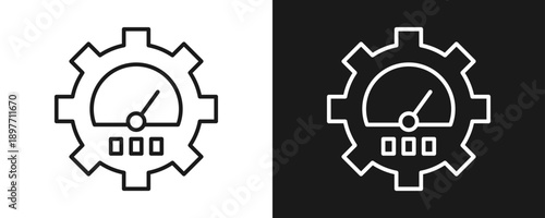 Optimization Icon Set Outline In White And Black Background