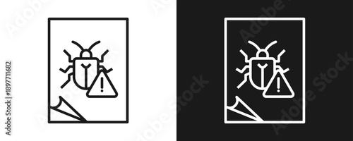 Bug Report Icon Set Outline In White And Black Background