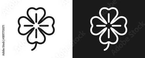 Clover Icon Set Outline In White And Black Background