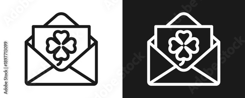 Letter Icon Set Outline In White And Black Background