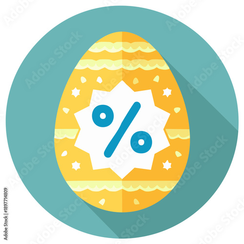Festive Easter egg with discount percentage symbol and decorative elements