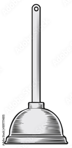 Vector Illustration of a Plunger, Plumbing Tool for Clogged Drains and Toilet Repair