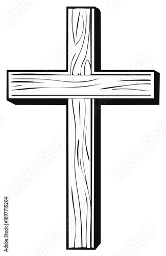 Wooden Cross Symbol: Religious Faith and Christian Belief Illustration