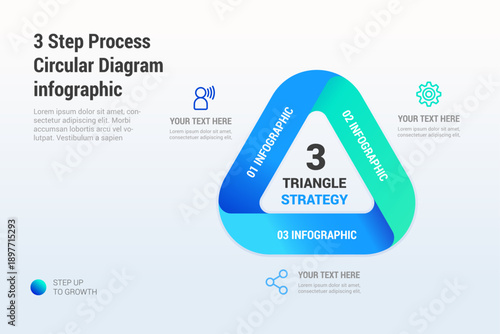 3 Step Process Triangle Circular Strategy Diagram Infographic