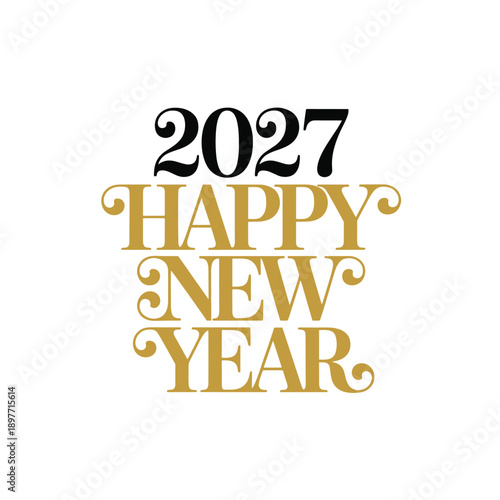 Happy New Year 2027 Celebration Design Retro Frame and Bold Typography