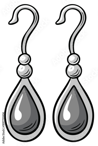 Stylish silver teardrop earrings illustration perfect for jewelry fashion design and accessories