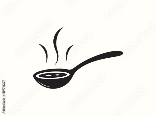 Culinary Spoon Scooping Liquid Food Silhouette
