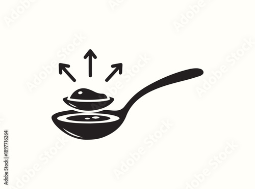 Minimal Spoon Serving Soup Silhouette On White
