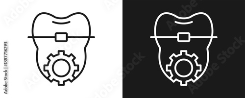 Orthodontist Icon Set Outline In White And Black Background