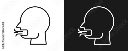 Bad Smell Icon Set Outline In White And Black Background