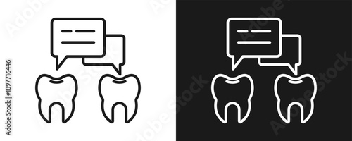 Forum Icon Set Outline In White And Black Background
