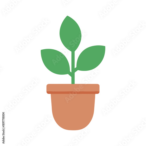 Potted Plant Sprout Icon Flat Design Vector Illustration