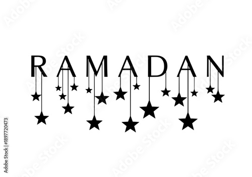 RAMADAN celebration with stars hanging from letters in vector illustration