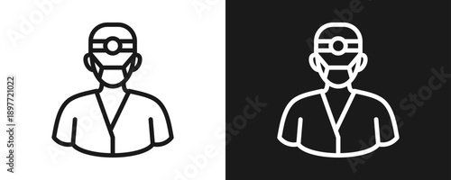 Dentist Icon Set Outline In White And Black Background
