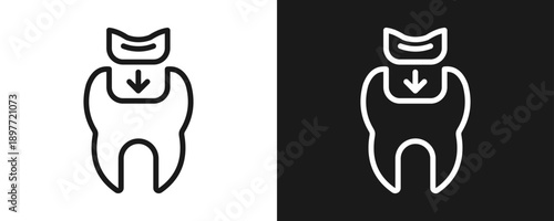 Dental Filling Icon Set Outline In White And Black Background