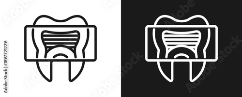 X-Ray Icon Set Outline In White And Black Background