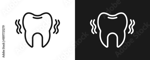 Sensitive Tooth Icon Set Outline In White And Black Background
