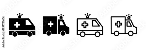 Ambulance icon vector illustration. ambulance truck sign and symbol. ambulance car