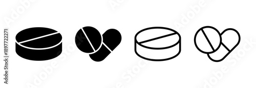 Pills icon vector illustration. capsule icon. Drug sign and symbol