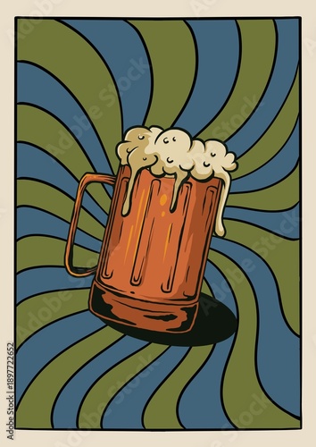 Psychedelic trippy vintage retro illustration
