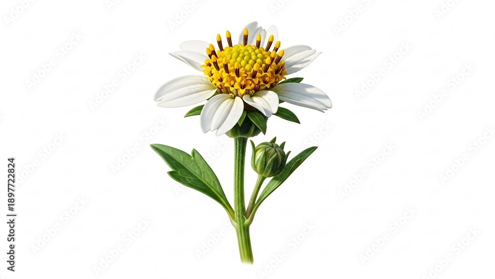 Fototapeta premium White daisy flower with green stem.