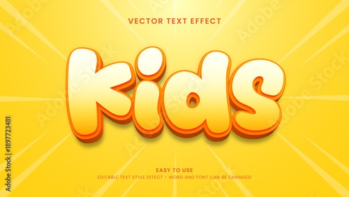 kids editable text effect 3d vector