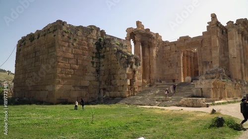 Exterior of the Temple of Bacchus, one of the best preserved ancient Roman temples located in Baalbek, modern Lebanon.