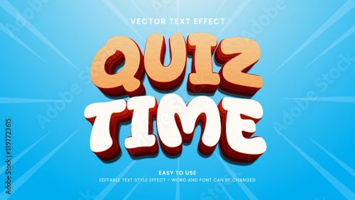 quiz time editable text effect 3d vector