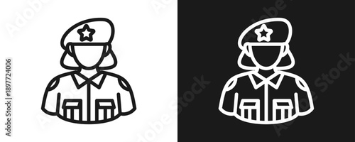 Military Icon Set Outline In White And Black Background