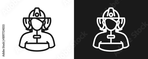 Fire Fighter Icon Set Outline In White And Black Background